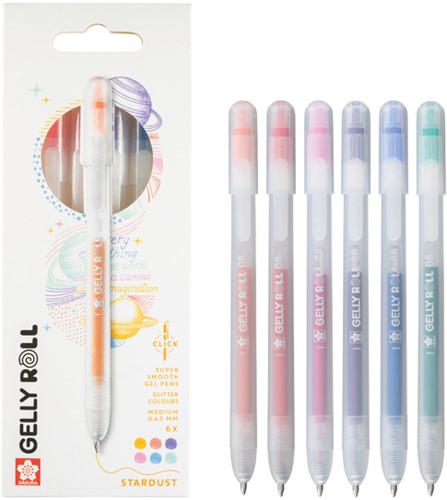 Gelschrijver Sakura Gelly Roll Stardust 08 klikfunctie set à 6 kleuren-1