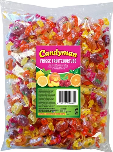 Zuurtjes Candyman frisse fruit zak 1 kilogram 1000 Gram