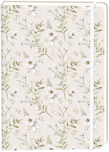 Notitieboek witte bloemen A5 lijn 92pag sc creme 1 Stuk
