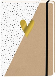 Notitieboek kraft gouden hart A5 lijn 92pag sc 1 Stuk