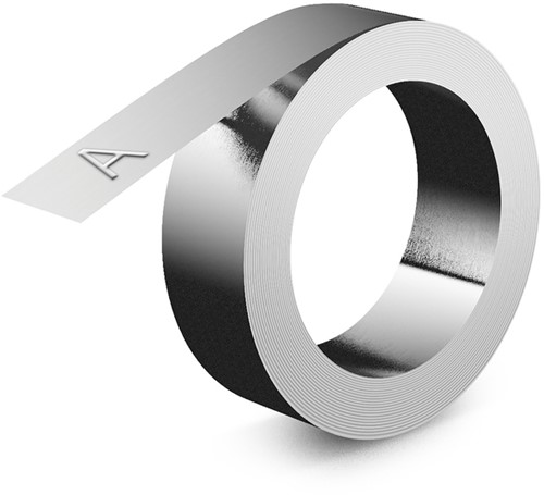 Relieftape Dymo zelfklevend aluminium 12mm zilver 1 Stuk