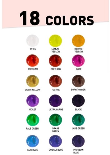 Gouache HIMI 18 kleuren 30gr box roze 1 Stuk-7