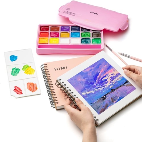 Gouache HIMI 18 kleuren 30gr box roze 1 Stuk-6