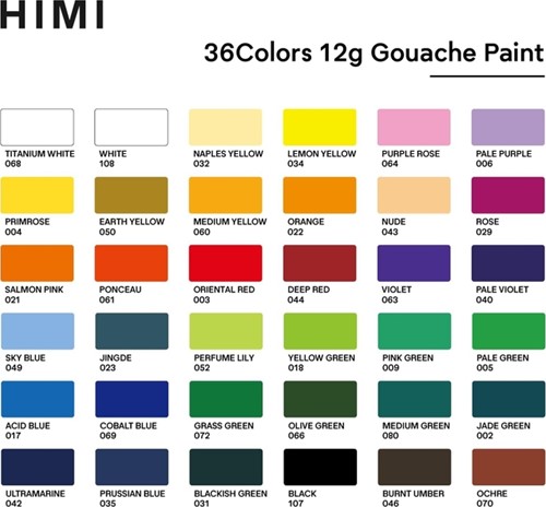 Gouache HIMI Twin cups 36 kleuren 12gr box lila 1 Stuk-9