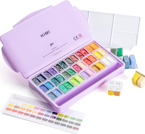 Gouache HIMI Twin cups 36 kleuren 12gr box lila 1 Stuk-2