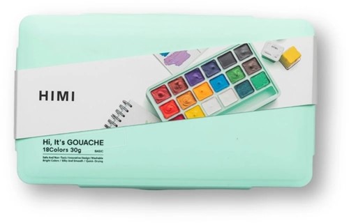 Gouache HIMI 18 kleuren 30gr box groen 1 Stuk