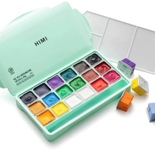 Gouache HIMI 18 kleuren 30gr opbergbox groen-3
