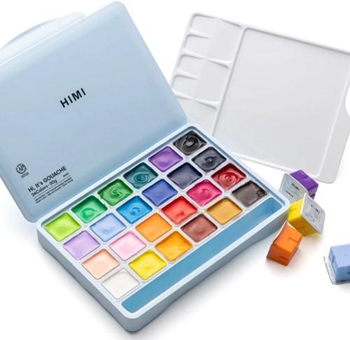 Gouache HIMI 24 kleuren 30gr box ice blue 1 Stuk-1