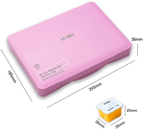 Gouache HIMI 24 kleuren 30gr box roze 1 Stuk-2