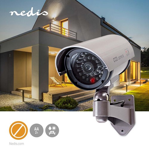 Dummy beveiligingscamera Nedis buiten grijs 1 Stuk-1