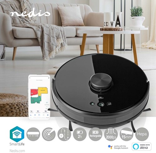 Robotstofzuiger Nedis Smartlife wifi laser 3-in-1 zwart-8