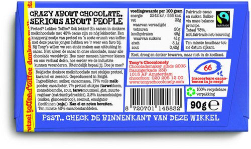 Chocolade Tony Chocolonely don melk pret tof 90gr 90 Gram-1