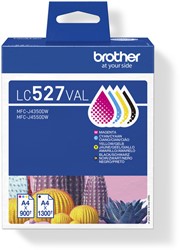 Inktcartridge Brother LC-527 zwart + 3 kleuren 4 Stuk