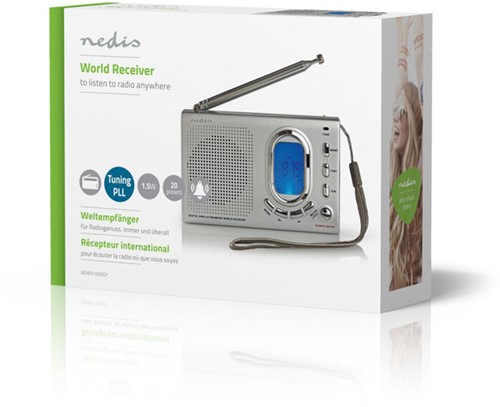 Wereldradio Nedis met wekker RDWR1000GY 1 Stuk-4