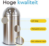 Afvalbak BRASQ Push Bin PB230+ 30 liter rvs 1 Stuk-3