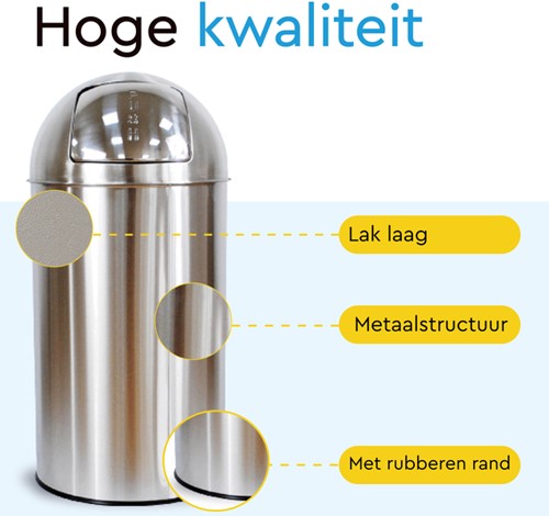 Afvalbak BRASQ Push Bin PB230+ 30 liter rvs 1 Stuk-3