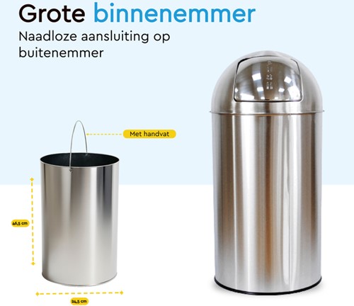 Afvalbak BRASQ Push Bin PB230+ 30 liter rvs 1 Stuk-2