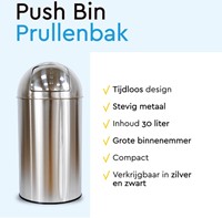 Afvalbak BRASQ Push Bin PB230+ 30 liter rvs 1 Stuk-3