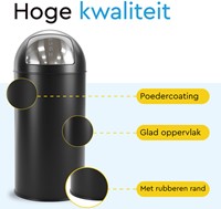 Afvalbak BRASQ Push Bin PB230+ 30 liter zwart 1 Stuk-3