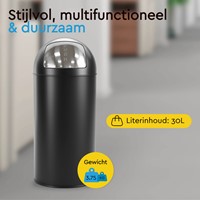 Afvalbak BRASQ Push Bin PB230+ 30 liter zwart 1 Stuk-2