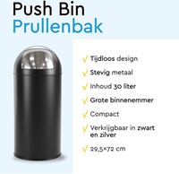 Afvalbak BRASQ Push Bin PB230+ 30 liter zwart 1 Stuk-3