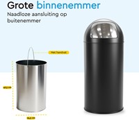 Afvalbak BRASQ Push Bin PB230+ 30 liter zwart 1 Stuk-4