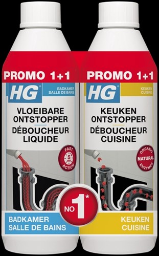 Afvoerontstopper HG Promopack 2x500ml 2 Fles