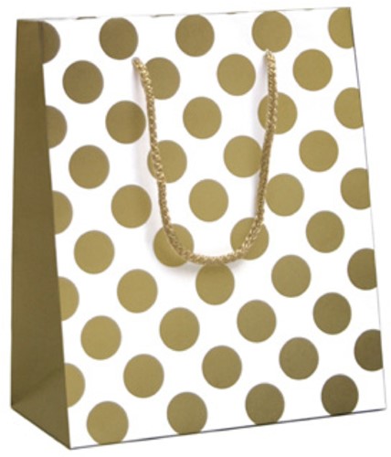 Cadeautasjes Gold dots 19x10x23cm 1 Zak