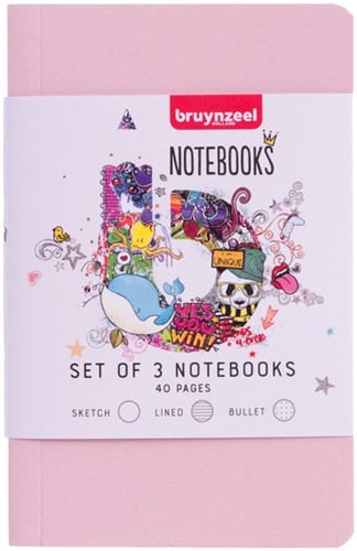 Notitieboek Bruynzeel Teens A6 set 3st glitter 3 Stuk