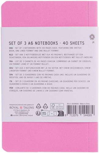 Notitieboek Bruynzeel Teens A6 set 3st glitter 3 Stuk-3