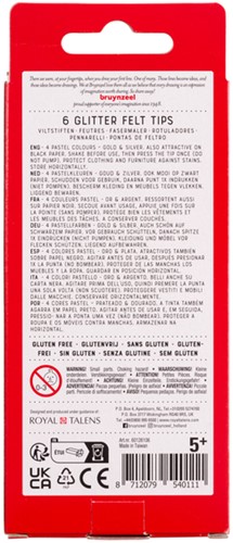 Viltstift Bruynzeel Kids 6 glitterkleuren 6 Stuk-1