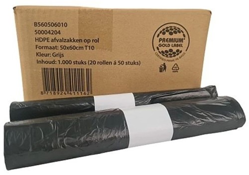 Pedaalemmerzak Vepa Bins 50x60cm T10 24L grijs 50 Zak