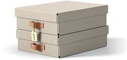 Opbergdoos Leitz Puro met deksel 8 liter set van 2 beige