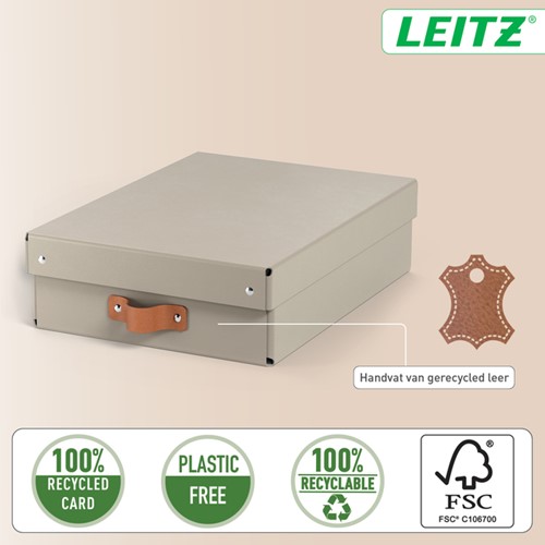 Opbergdoos Leitz Puro met deksel 8 liter set van 2 beige-3