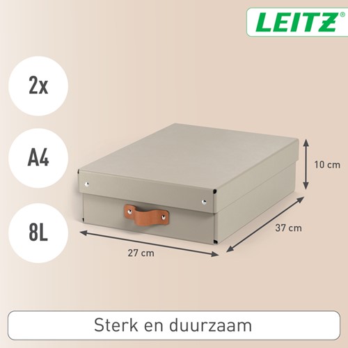 Opbergdoos Leitz Puro met deksel 8 liter set van 2 beige-1