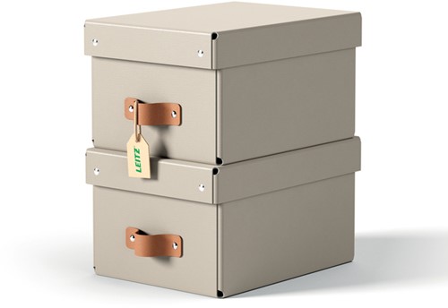 Opbergdoos Leitz Puro met deksel 7 liter set van 2 beige