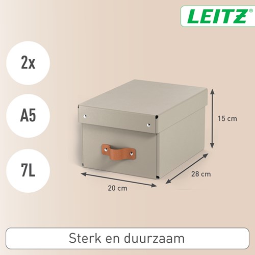 Opbergdoos Leitz Puro met deksel 7 liter set van 2 beige-1