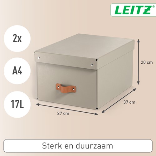 Opbergdoos Leitz Puro met deksel 17 liter set van 2 beige-1