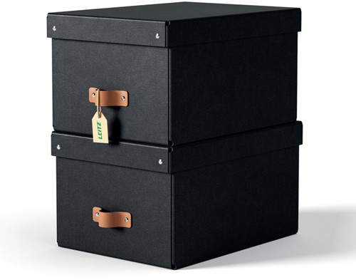 Opbergdoos Leitz Puro met deksel 17 liter set van 2 zwart
