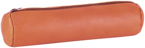 Pennenetui Oxford 22x6cm leer rond karamelbruin 1 Stuk