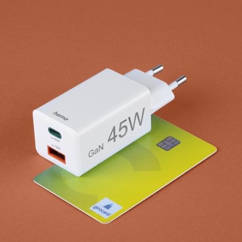 Oplader Hama USB-C/USB-A Mini PD 45W wit 1 Stuk-3