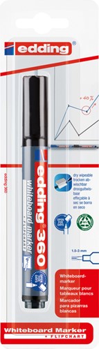 Whiteboardmarker edding 360 rond 1.5-3mm zw blist 1 Blister