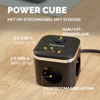Stekkerblok Fellowes PCF 3v 1xUSB A 2xC 2m zwart 1 Stuk-2