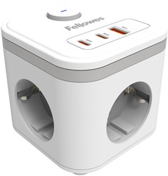 Stekkerblok Fellowes PCF 3v 1xUSB A 2xC 2m wit 1 Stuk