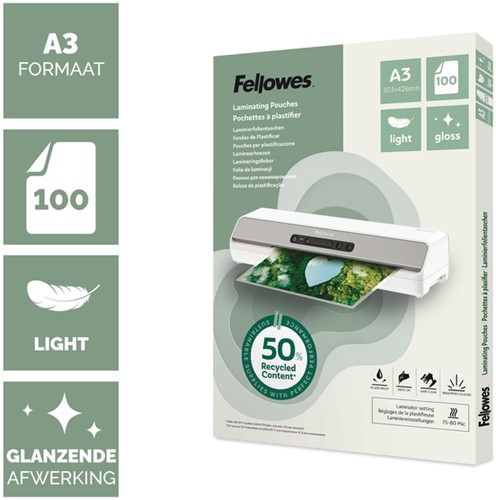 Lamineerhoes Fellowes A3 light gerecycled glans 100 Stuk-2