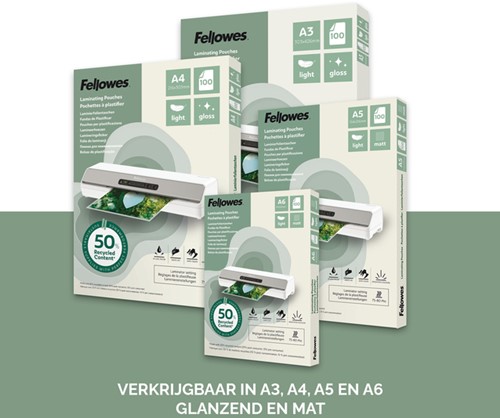Lamineerhoes Fellowes A4 light 50% gerecycled glans 100stuks-4