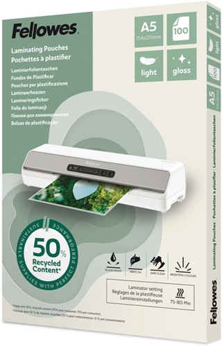 Lamineerhoes Fellowes A5 2x75micron recycled glans 100 Stuk