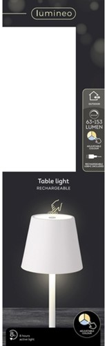 Tafellamp Lumineo led oplaadbaar steady buiten wit 1 Stuk-2
