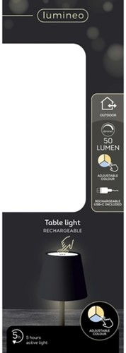 Tafellamp Lumineo led oplaadbaar steady binnen zw 1 Stuk-2
