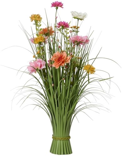 Kunstgras Everlands met bloemen 70cm roze 1 Stuk